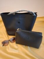 Ek Hi - Elegant Charcoal Grey Satchel n Cosmetic Bag Combo - P1